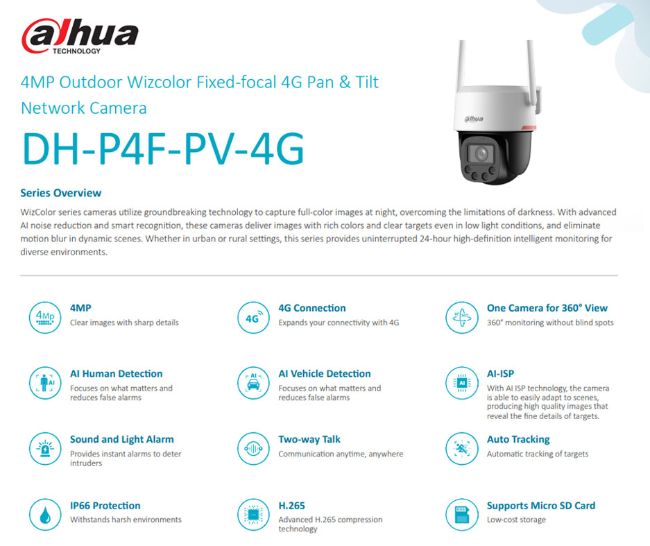 دوربین سیمکارتی داهوا P4F-PV-4G