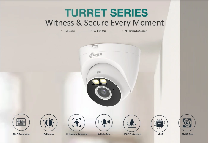 دوربین جدید بیسیم داهوا ضد اب لنز فیکس 4 مگاپیکسل turret
