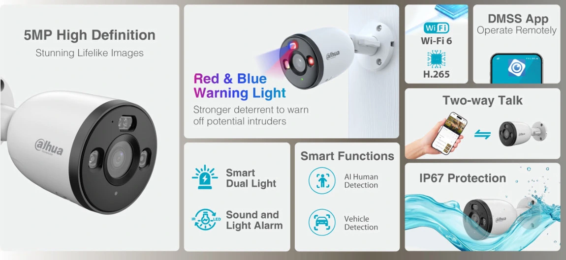 دوربین بیسیم بالت داهوا 5 مگاپیکسل 5df pv